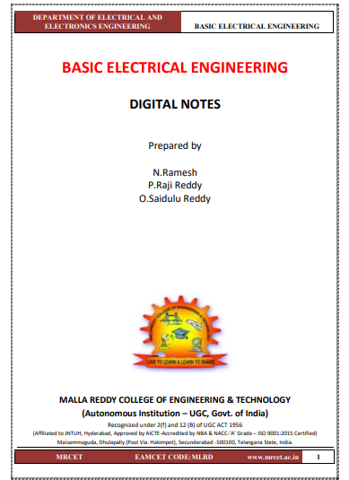 BASIC ELECTRICAL ENGINEERING [DIGITAL NOTES]