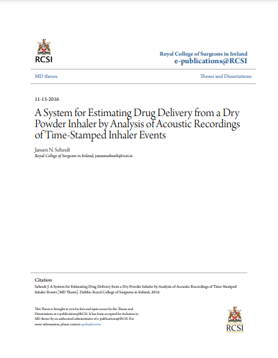 رسالة رسالة بعنوان : A System for Estimating Drug Delivery from a Dry Powder Inhaler