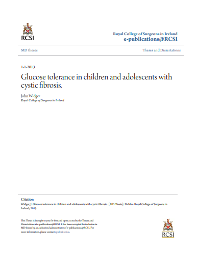 رسالة ماجستير بعنوان : Glucose tolerance in children and adolescents with cystic fibrosis