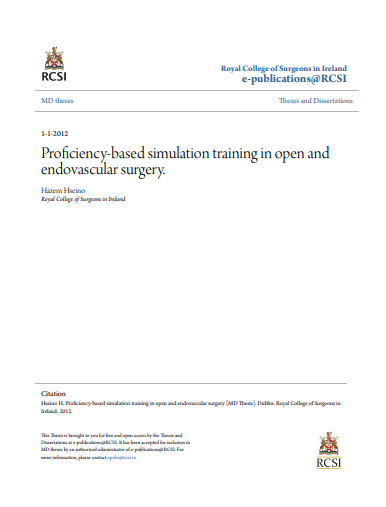 رسالة ماجستير بعنوان :Proficiency based simulation training in open and endovascular surgery