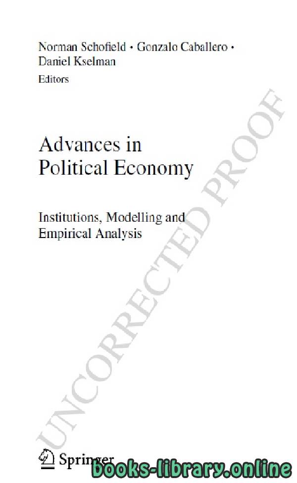 Advances in Political Economy Institutions, Modelling and Empirical Analysis part 2 text 9