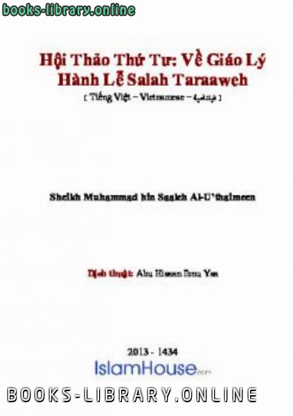 Hội Thảo Thứ Tư: Về Gi aacute o L yacute H agrave nh Lễ Salah Taraaweh